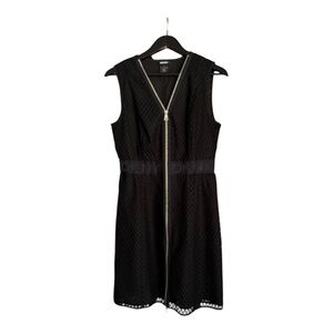 DKNY Black Sheath Midi Dress V-Neck Sleeveless